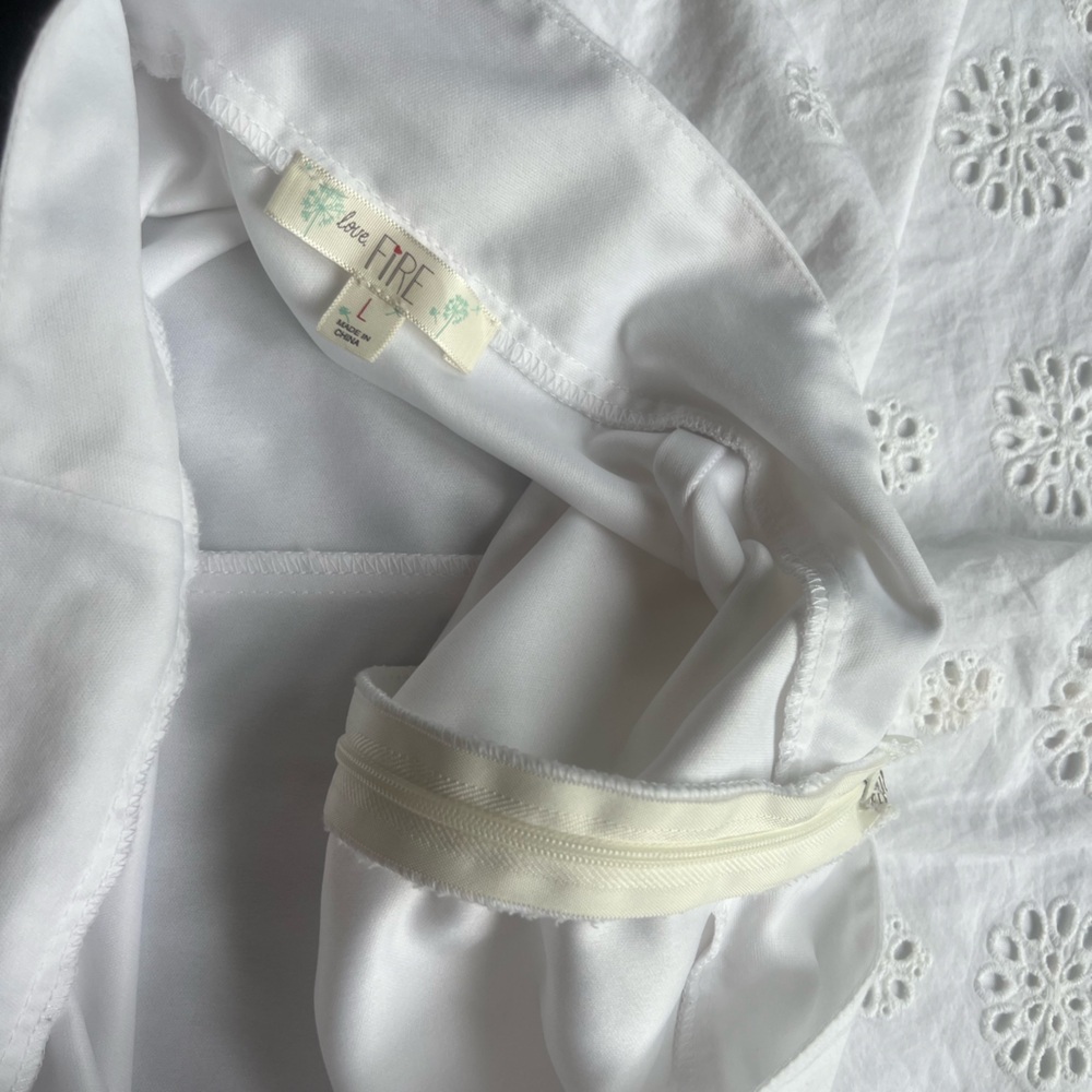 Love, Fire White Eyelet Embroidered A-Line Cotton Skirt Juniors Large - Picture 13 of 13